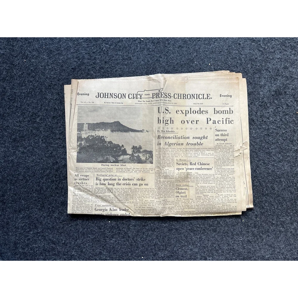 1962 Operation Dominic US Tests 31 Nuclear Bombs, Original Vintage Newspaper, C